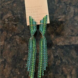 New Anthropologie Teal and Green Dangle Earrings